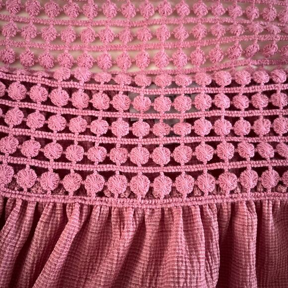 NWT Pink Cold Shoulder Crochet Detail Blouse Plus Sz 4X Cruise Boho - Picture 4 of 8